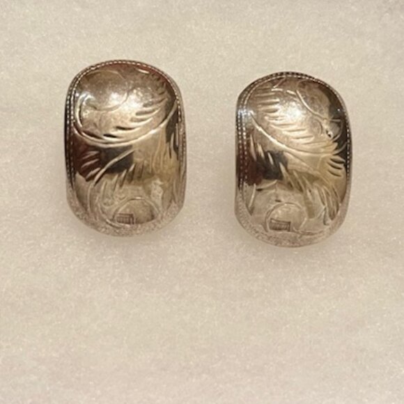 Vintage Engraved Sterling Silver 925 Clip on Earrings - Picture 3 of 11